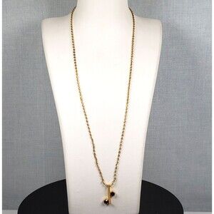 Vintage 1970's Crown Trifari Jewels Gold Birthstone January Garnet Necklace